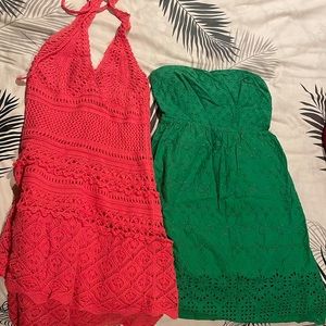 TWO DRESSES Bright crocheted/eyelit dresses